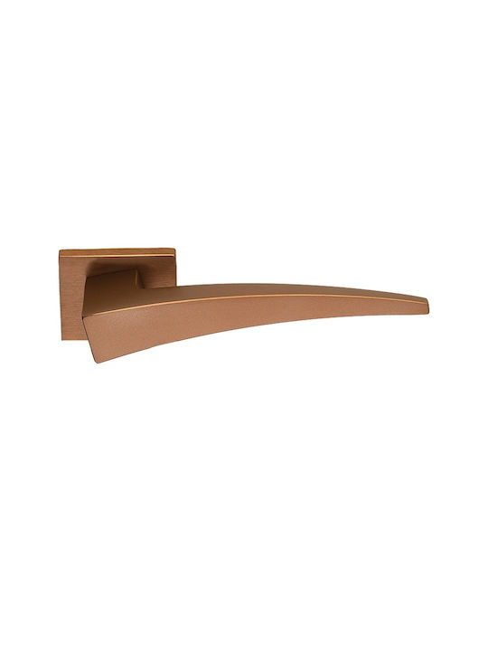 Zogometal Middle Door Lever with Rosette 388 Pair with Mouthpiece Copper Aged