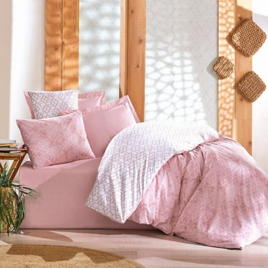 Cottonbox Set Huse Pentru Pilote Simplu 160x200cm Roz Geometric