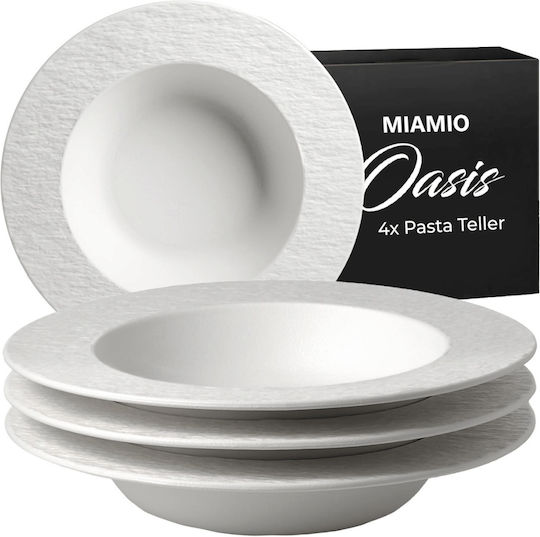 Miamio Oasis Collection Πιάτο Βαθύ Κεραμικό Λευκό 26cm 4τμχ Miamio Oasis Collection Πιάτο Βαθύ Κεραμικό Λευκό 26cm 4τμχ