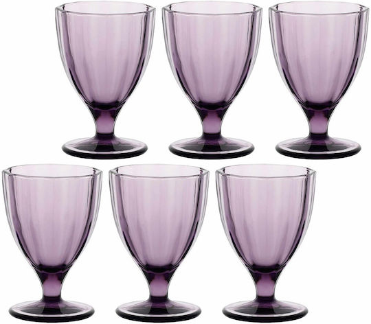 Rose&Tulipani Amani Set Pahare Cocteiluri Pentru Apă Din Sticlă Violet 300ml R11650004C-Z 6 Bucăți