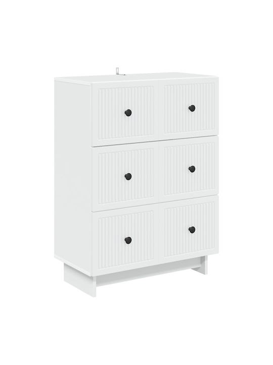 Kommode Schlafzimmer aus Holz & Metall mit 3 Schubladen Weiß 66x34.5x90cm