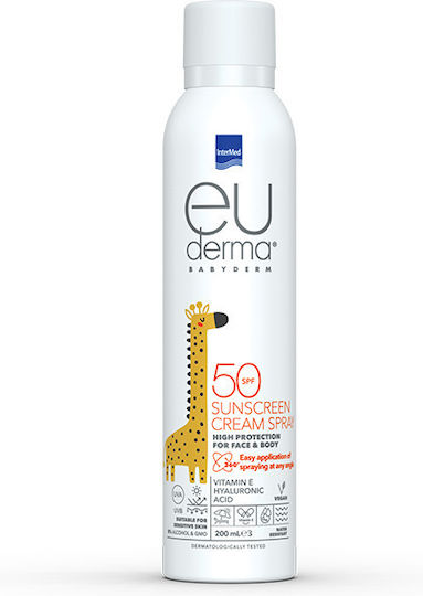 InterMed Euderma Babyderm SPF50 Водоустойчив Бебешки Слънцезащитен Спрей за Лице и Тяло 200ml