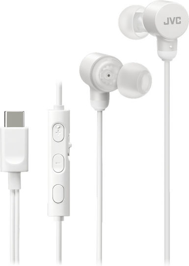 Jvc Ha-fr29uc-w-u Căști In-ear Cu Fir Microfon Usb-c Funcție Mod Sunet Husă Albe