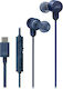 Jvc Ha-fr29uc-a-u Căști In-ear Cu Fir Microfon Usb-c Funcție Mod Sunet Husă Albastre