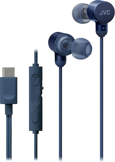 Jvc Ha-fr29uc-a-u Căști In-ear Cu Fir Microfon Usb-c Funcție Mod Sunet Husă Albastre