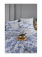SteweHome Cotton Duvet Cover Set 200x230cm Double With 2 Pillowcases & 1 Bed Sheet Blue8