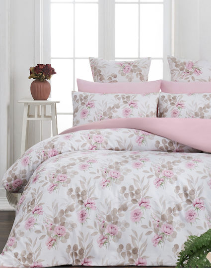 SteweHome Cotton Duvet Cover Set 180x220cm Double With Pillowcase Ecru