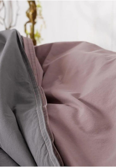 SteweHome Cotton Duvet Cover Set 200x200cm Double With 2 Pillowcases Purple