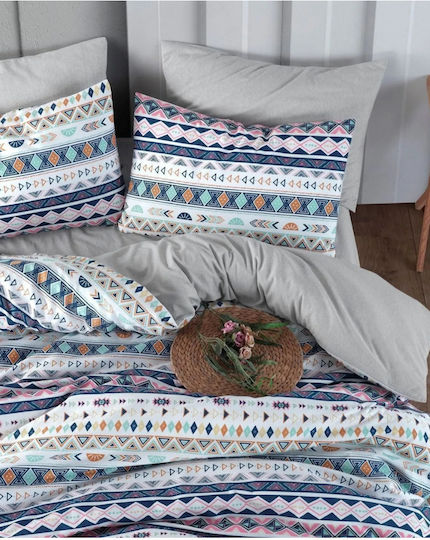 SteweHome Σετ Παπλωματοθήκη Βαμβακερή 200x200cm Διπλή με 2 Μαξιλαροθήκες Μπλε
