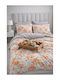 SteweHome Set Huse Pentru Pilote 100% Bumbac 230x200cm Supraînălțată Cu 2 Fețe De Pernă Portocalii