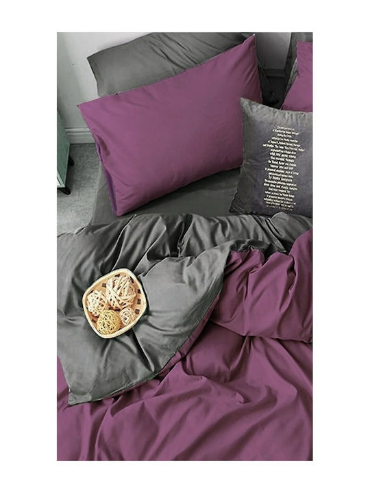 SteweHome SteweHome Bettbezug Baumwolle 200x200cm Doppel mit 2 Kissenbezügen Lila