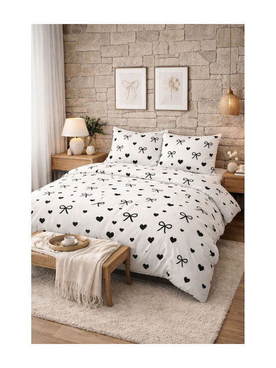 SteweHome Cotton Duvet Cover Set 200x220cm Double With 2 Pillowcases White