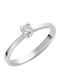 Single Stone Ring In 18K White Gold With Diamond