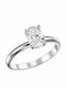 Single Stone Ring In 14K White Gold With Diamond