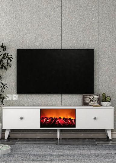 TV-Ständer Weißes Schwarzes M150xT30xH46cm