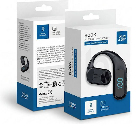 Blue Star Hook In-Ear Bluetooth Kopfhörer Ακουσgerät Schwarz