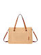 Gallantry Women Tote Handbag Mac & Noa Raffia-effect Front Pocket Chic Beige
