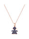 Pendant Rose Gold 14K Girl Black Cord 40cm