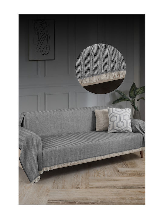 SteweHome Ριχτάρι Τριθέσιου Καναπέ 180x300εκ. Μαύρο