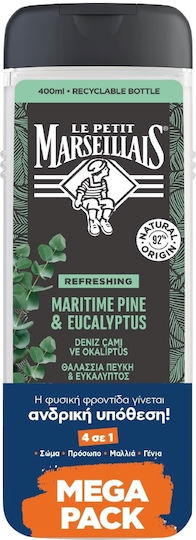 Le Petit Marseillais Αφρός Καθαρισμού για Άνδρες Τονωτικό 2x400ml