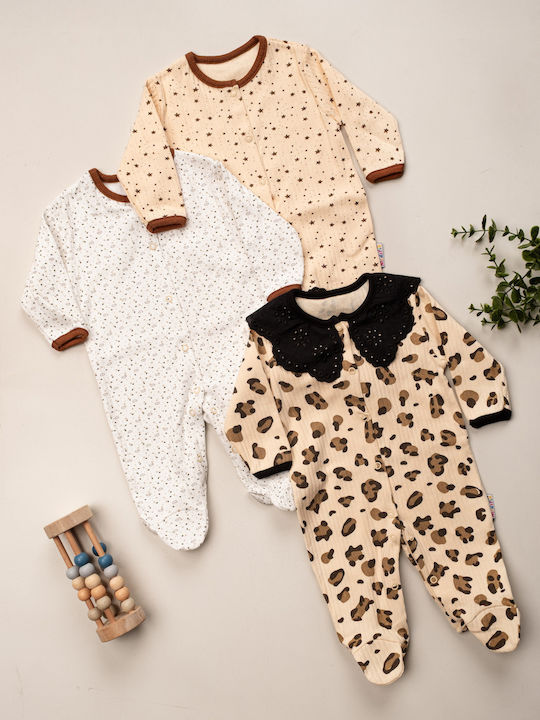 SteweHome Set of Floral Baby Bodysuits 3pcs