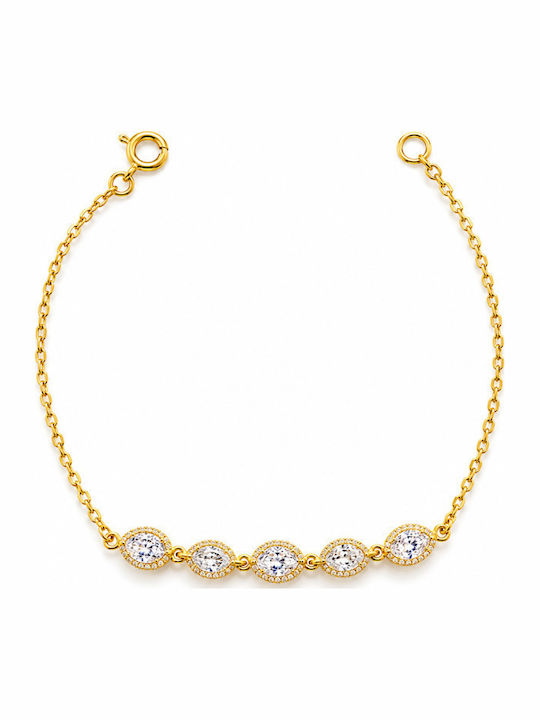 Jooliete Women's Rosette Bracelet Gold Plated Silver with Zircon