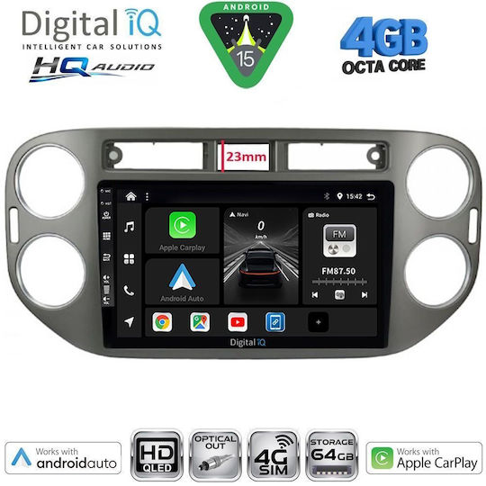 Digital IQ Car Audio System for Volkswagen Tiguan 2011-2016 (Bluetooth/USB/WiFi/GPS/Apple CarPlay/Android Auto) with 9" Touch Screen