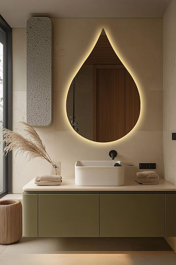 SteweHome Oglindă de Baie cu Lumini LED din MDF 100x65cm Galben