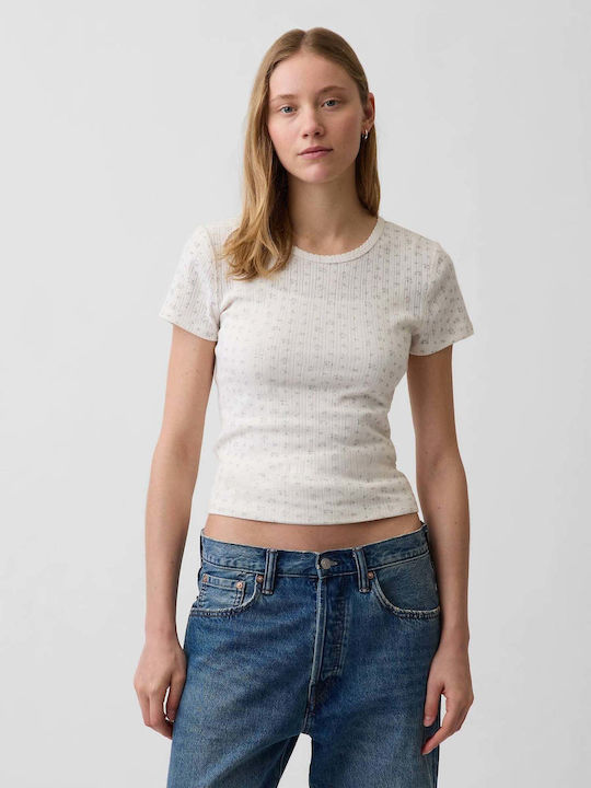 Γυναικείο Crop Top Βαμβακερό Floral White Floral Print