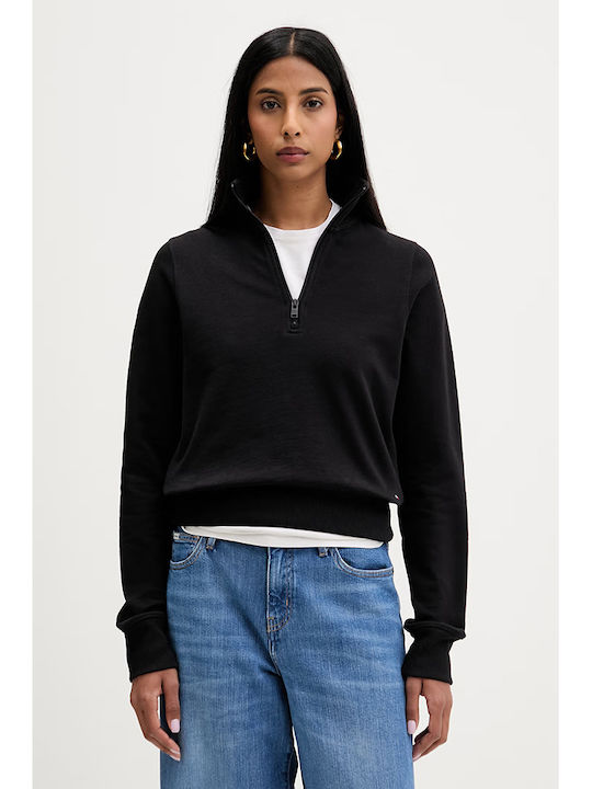 Damen Bluse mit Reißverschluss Schwarz