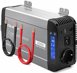 Qoltec Μετατροπέας Τάσης Pure Sine Wave 12v 230v 1000/2000w Ups Bypass Lcd Usb Usb-c Συμβατός Lifepo4 Gel Agm Qoltec Μετατροπέας Τάσης Pure Sine Wave 12v 230v 1000/2000w Ups Bypass Lcd Usb Usb-c Συμβατός Lifepo4 Gel Agm