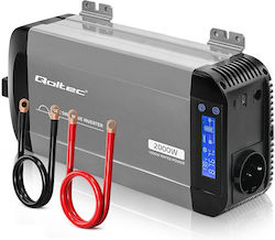Qoltec Invertor Undă Sinusoidală Pură 12v 230v 1000/2000w Lcd Usb Usb-c Compatibil Lifepo4 Gel Agm