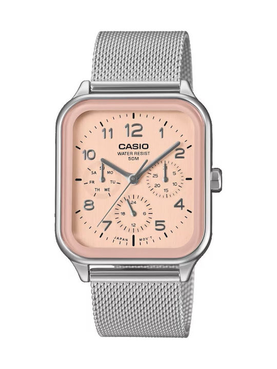 Casio Men's Watch 34mm Battery with Silver Metal Bracelet