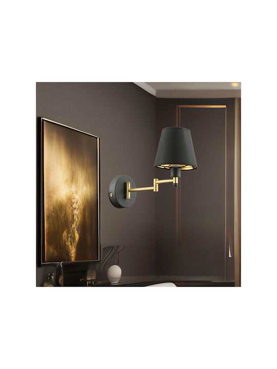SteweHome Modern Wall Lamp with E27 Socket and Switch Gold 28cm