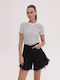 Women's Black Jean Bermuda