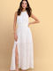 Sommer Maxi Damenkleid Weiß 9923315-Weiß