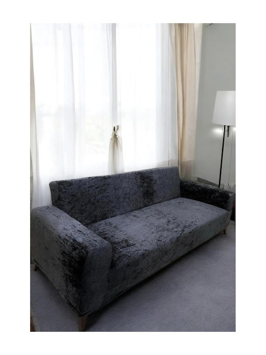 SteweHome Sofa Throws 2 Seater Velvet 180x230cm Gray