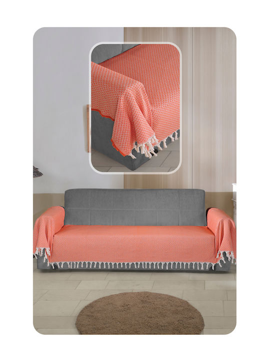 SteweHome Three-Seater Sofa Throw 115x300cm Orange