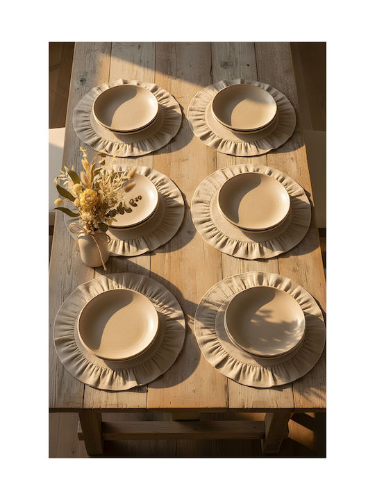 SteweHome SteweHome Tischsets Rund Stoff Beiges 33cm 6 Stück SteweHome SteweHome Tischsets Rund Stoff Beiges 33cm 6 Stück