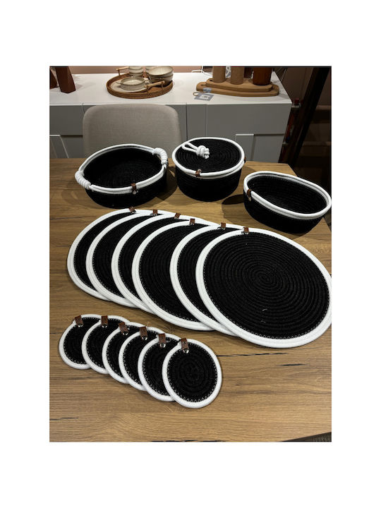 SteweHome Black Wicker Placemats 33x33cm 15 Pieces