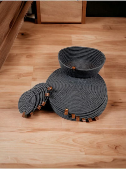 SteweHome Wicker Gray Placemats 33x33cm 13 Pieces