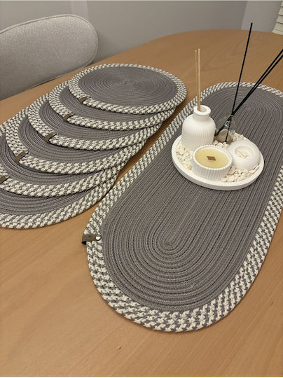 SteweHome Σουπλά Ψάθινο Γκρι 80x30cm 6τμχ SteweHome Σουπλά Ψάθινο Γκρι 80x30cm 6τμχ