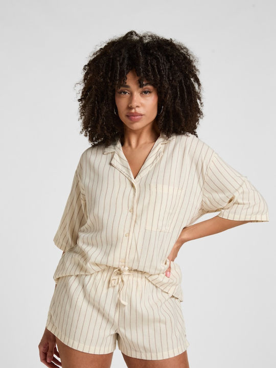 Hunkemöller Summer Women's Pyjama Shorts Linen Stripe Stripe