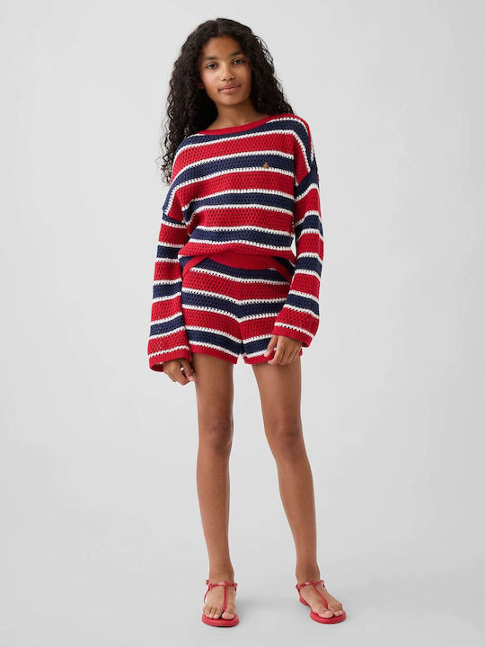 Kids Fabric Shorts/Bermuda Navy Red Stripe