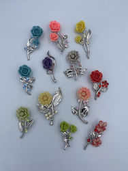 Decorative Flower Pins Colorful 12 Designs 5.5cm Height Per Set 12 Pieces