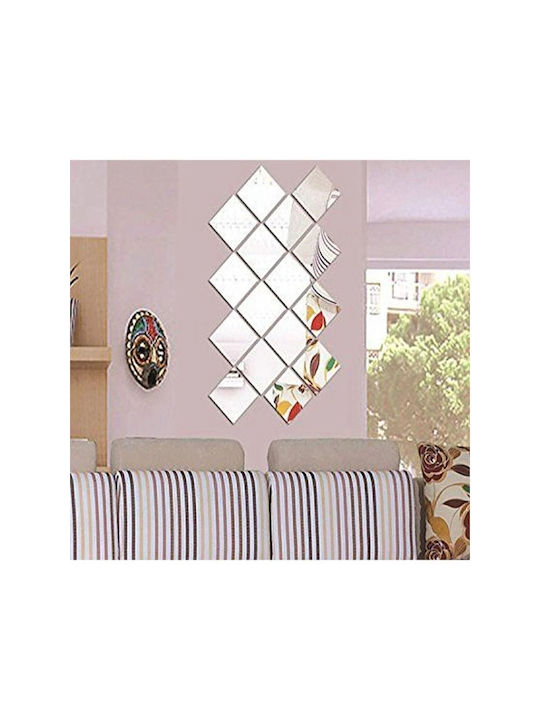 SteweHome Καθρέπτης Τοίχου με Πλαστικό Πλαίσιο 15x15cm 4τμχ