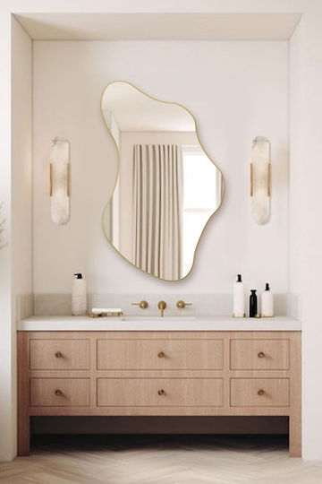 SteweHome Full-Length Asymmetric Beige Wall Mirror 140x80cm
