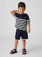 Kids Set with Shorts Summer 2 Pieces Navy Uniform Stripe