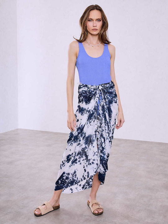 Celestino Women's Pareo Printed Tassels Dark Blue