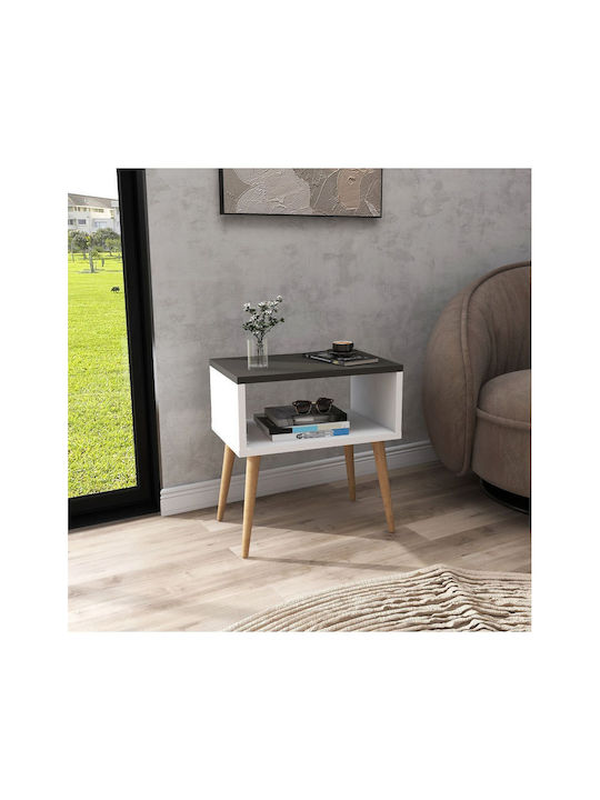 SteweHome Nachttisch Aus Holz Grau 45x29x60cm